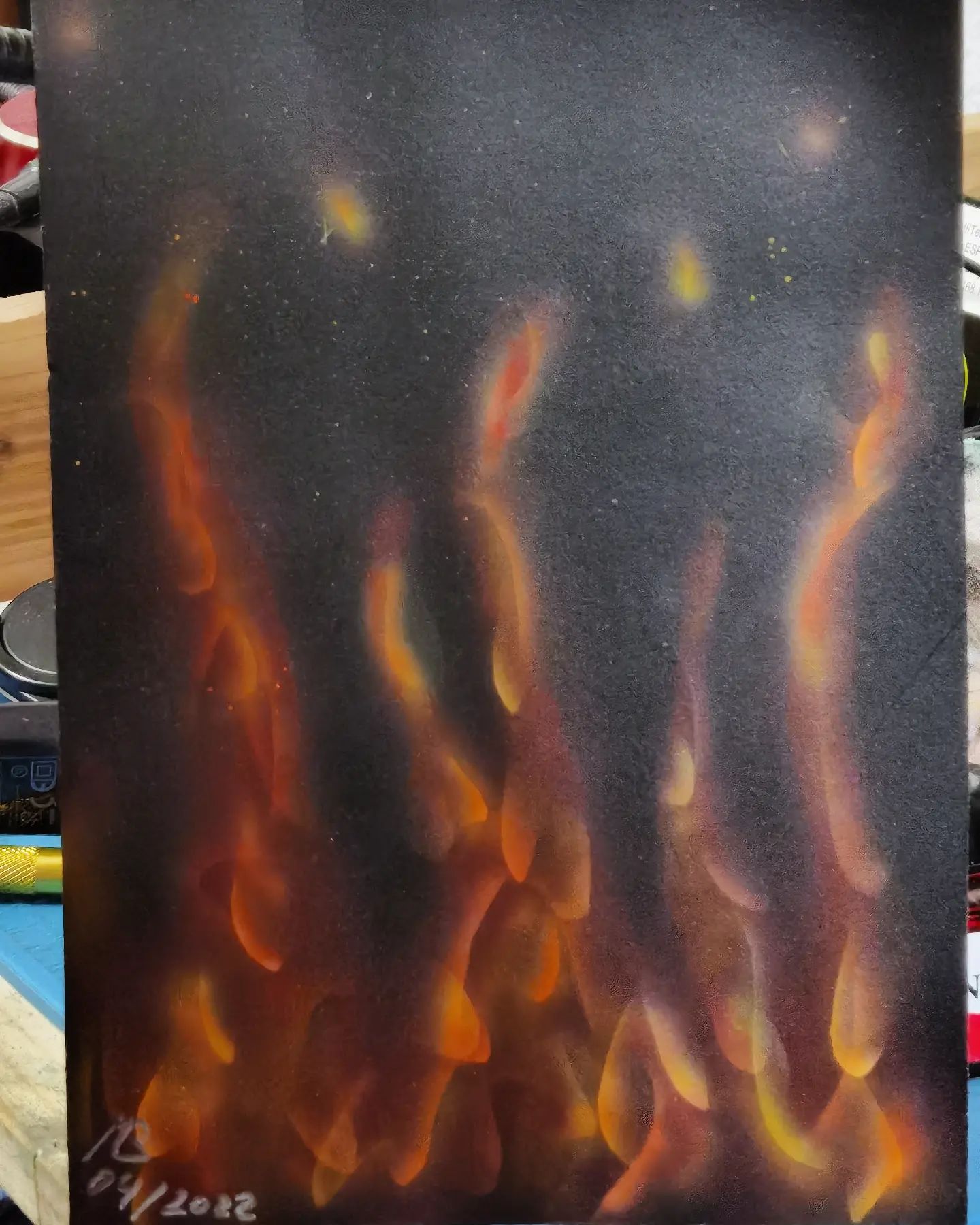 My first try to airbrush some flames. I think it is not so bad.  #art #airbrush #airbrushpainting #airbrushart #freehandairbrush #freehand #kunst #flammen #feuer #malen #freihand #diy #kreativ #airbrushing